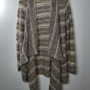 Knox Rose Beige and Pink Striped Cardigan